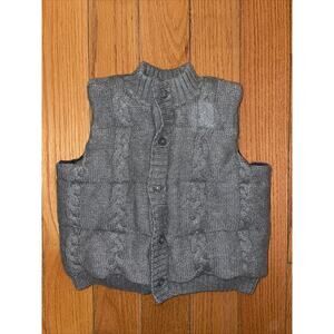 Janie and Jack Boys Gray Cable Knit Sweater Puffer Vest 18-24 Months